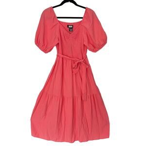 DKNY Women's Crinkle Smocked Boho Tier Dress  - Peach - Size 8 - $134